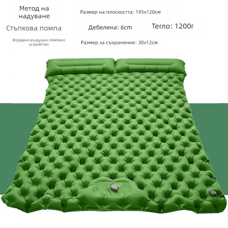 Разгъваема преносима палаткова надуваема постелка, водоустойчива, за един човек
