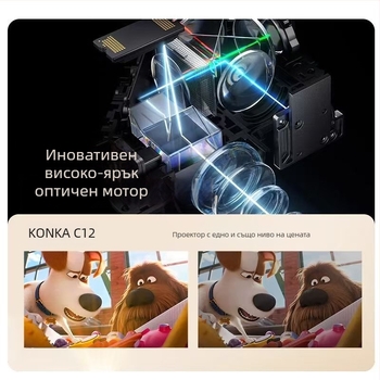 Преносим проектор за домашно кино с PTZ въртене, Full HD 1920x1080, 5000 ANSI лумена, 80W