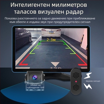 Автомобилен видеорегистратор с мултилинзова система, 1080p запис отпред/отзад, 170° ъгъл на виждане, обектив F2.0, функции: задно виждане и нощно виждане