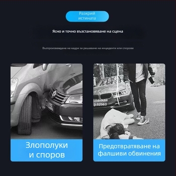 Автомобилен видеорегистратор с преден и заден запис, 1080p, нощно виждане, 140° ъгъл и 15 дни съхранение