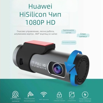 X1 автомобилен DVR 1080p, 140° широк ъгъл, предно и задно двойно записване, цикличен запис, USB