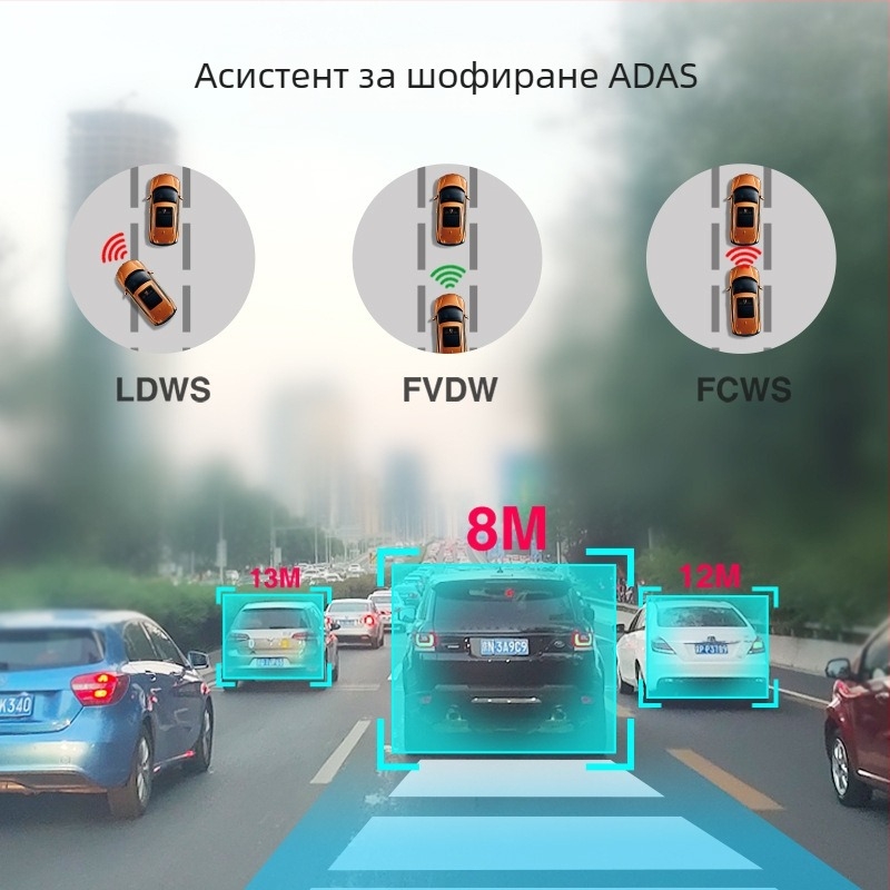 4K регистратор за огледало за задно виждане с двойно заснемане, нощно виждане, гласово управление ADAS и WiFi – фронтално и задно заснемане, 170° обхват