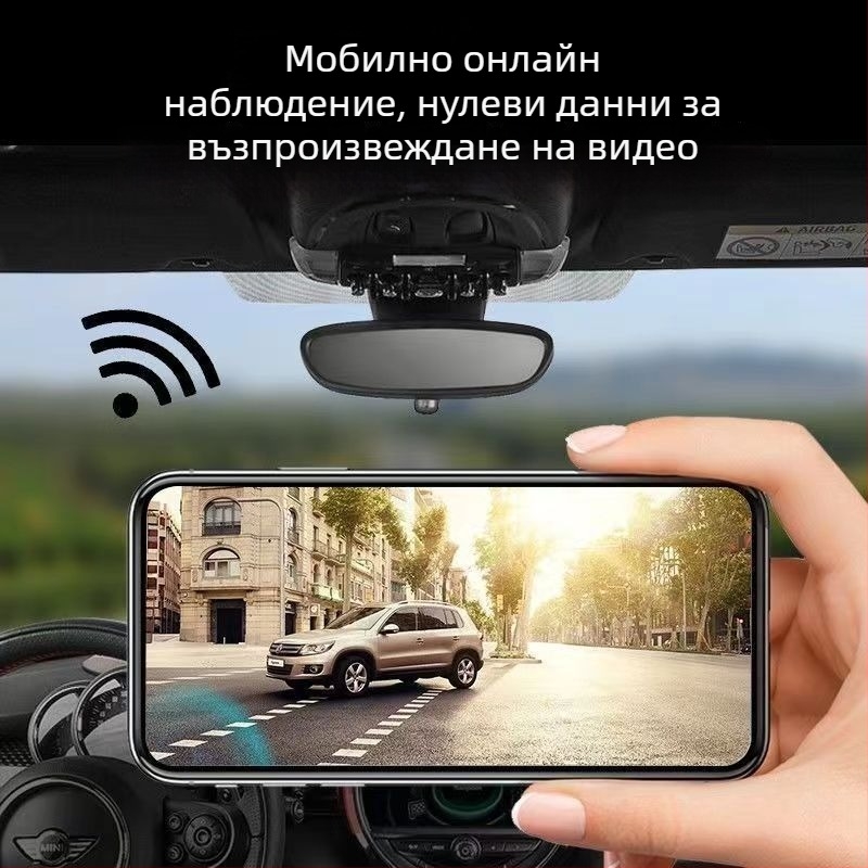 4K регистратор за огледало за задно виждане с двойно заснемане, нощно виждане, гласово управление ADAS и WiFi – фронтално и задно заснемане, 170° обхват