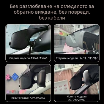 Автомобилен регистратор за Audi A4L/A3/A6L/Q5/Q3/Q7 – двойно записване, 2160p резолюция, 170° ъгъл, Wi‑Fi, монтаж на предното стъкло