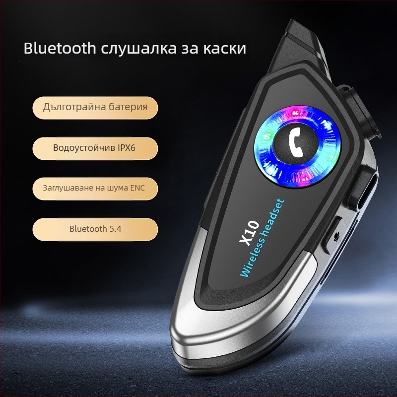Bluetooth слушалка за каска, 30 ч батерия, Bluetooth 5.4, обхват 10 м, разговори и музика, стерео