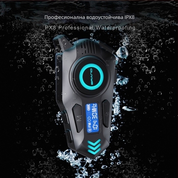 K09 интерком за шлем с Bluetooth за мотоциклет, комуникация в реално време, обхват 10 м, Bluetooth 5.4, 40 ч батерия, водо- и прахоустойчив, стерео двойно ухо, шумопотискане, музика, гласово управление