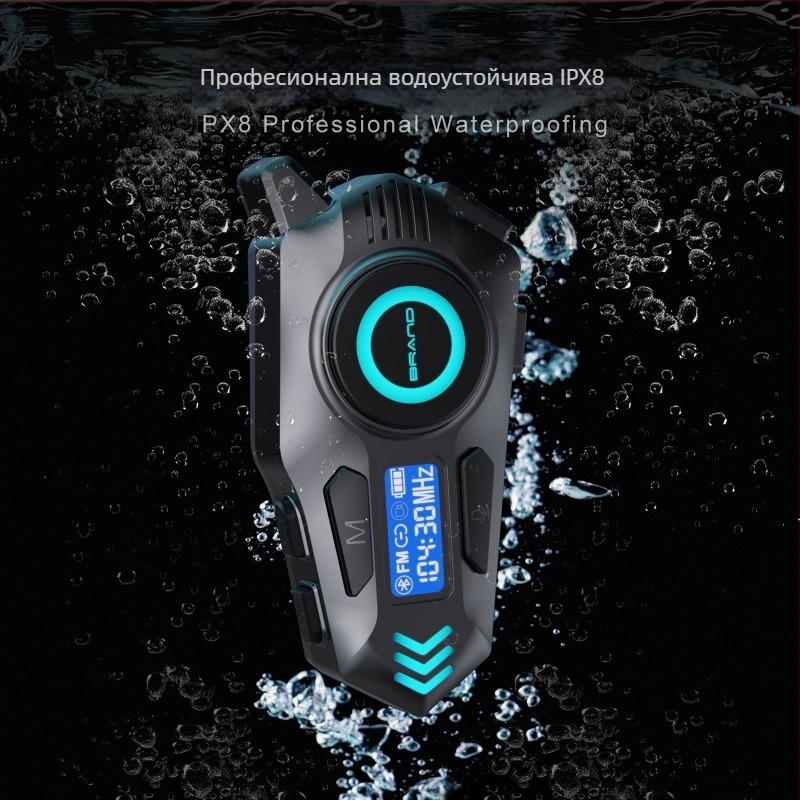 K09 интерком за шлем с Bluetooth за мотоциклет, комуникация в реално време, обхват 10 м, Bluetooth 5.4, 40 ч батерия, водо- и прахоустойчив, стерео двойно ухо, шумопотискане, музика, гласово управление