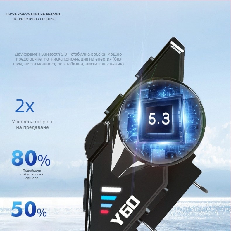 Pro-Life Y60 каска със Bluetooth слушалка за колоездене, BT 5.0, обхват 10 м, стерео звук, 32 ч живот на батерията