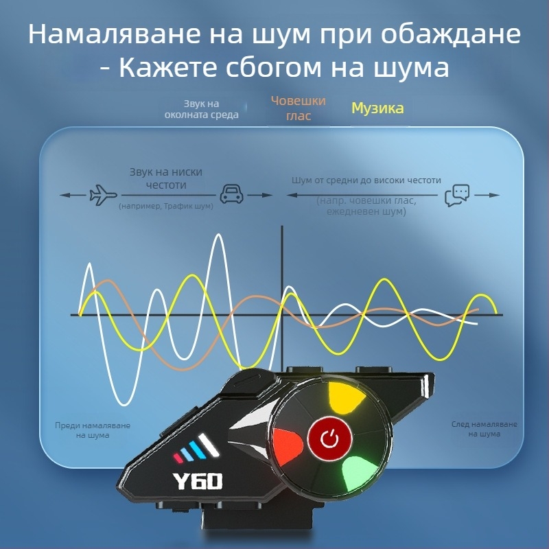 Pro-Life Y60 каска със Bluetooth слушалка за колоездене, BT 5.0, обхват 10 м, стерео звук, 32 ч живот на батерията