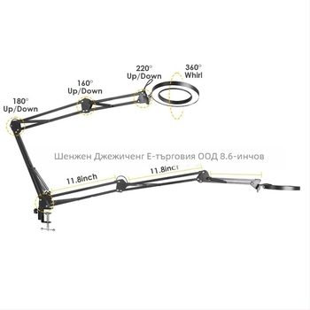 Сгъваема лупа 10× USB с LED осветление за ремонт на поялник, настолна лампа и грижа за кожата