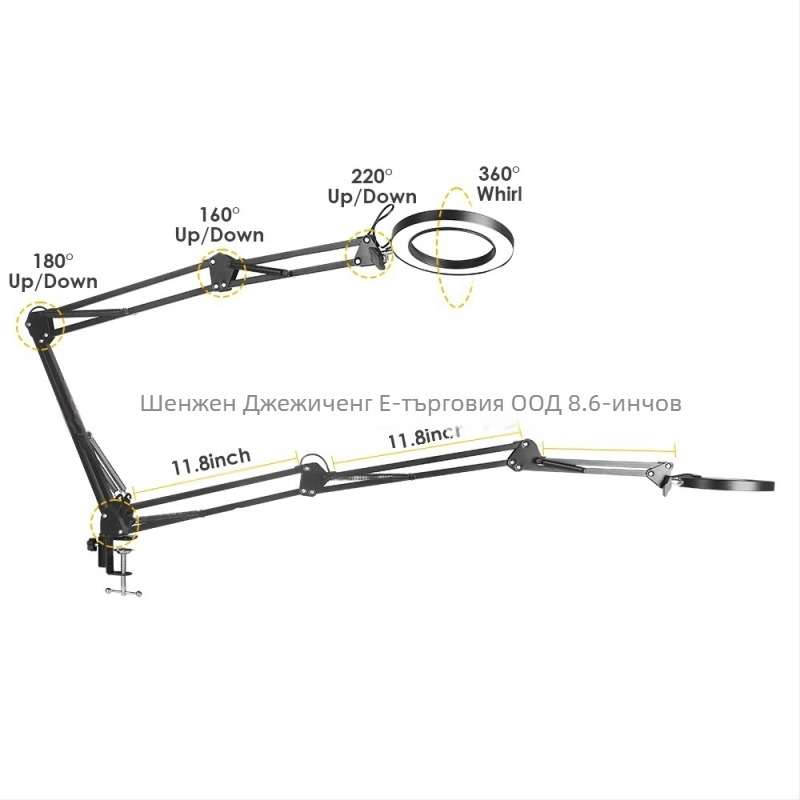 Сгъваема лупа 10× USB с LED осветление за ремонт на поялник, настолна лампа и грижа за кожата