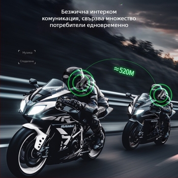 C6 Мотоциклетен шлем с двойна интерком Bluetooth слушалка, LCD екран, шумопотискане и гласов асистент — Bluetooth 5.0, водоустойчиво и прахоустойчиво, интерком до 10 м, 40 ч живот на батерията