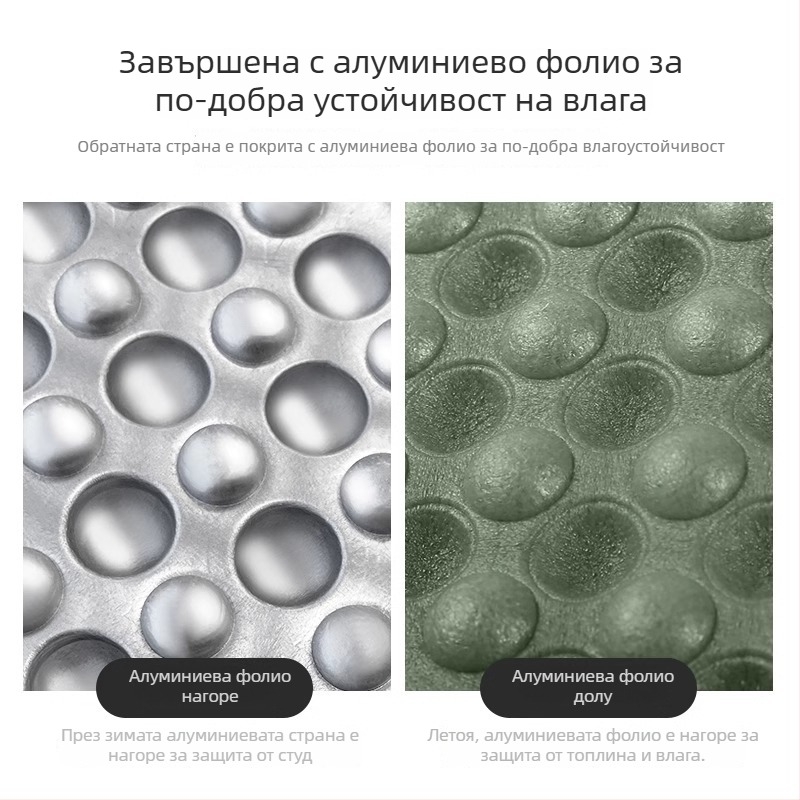 Портативна походна подложка с гнездо за сядане — сгъваема, водоустойчива, материал EVA с алуминиево фолио, за едно лице