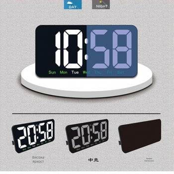 Десктоп часовник с LED цифров дисплей, регулираема яркост, будилник, 24-часов формат и ден от седмицата