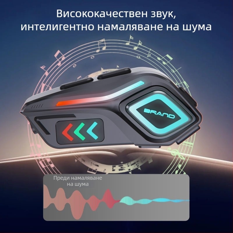 Каска Bluetooth хедсет за велосипед и мотоциклет – Bluetooth 5.4, обхват 10 м, стерео за две уши, водоустойчив, живот на батерията над 10 ч