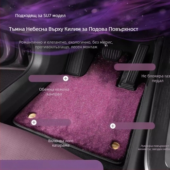 TPE автомобилна стелка за Xiaomi SU7 – пълно покритие със звездно небе от велур, подходяща за конкретен модел, без лого