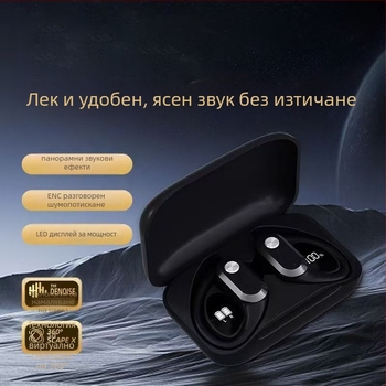 Безжични Bluetooth слушалки с дигитален дисплей, спортен над ухото дизайн, Bluetooth 5.4, IPX5, живот на батерията 4–8 ч