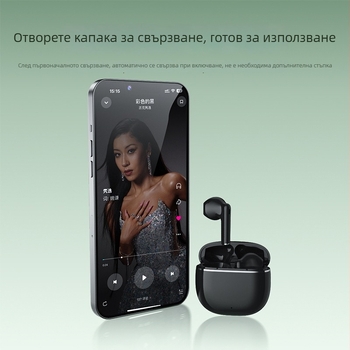 Semi-In-Ear Bluetooth слушалки, ултра компактни, Hi‑Fi звук, стерео, истински безжични с шумопотискане, Bluetooth 5.3, обхват 10 м, живот на батерията 4–8 ч