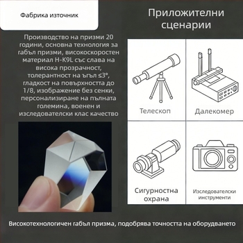 Huasen K9 стъклена правоъгълна призма за оптични инструменти, измерване на разстояние, модел hs1016