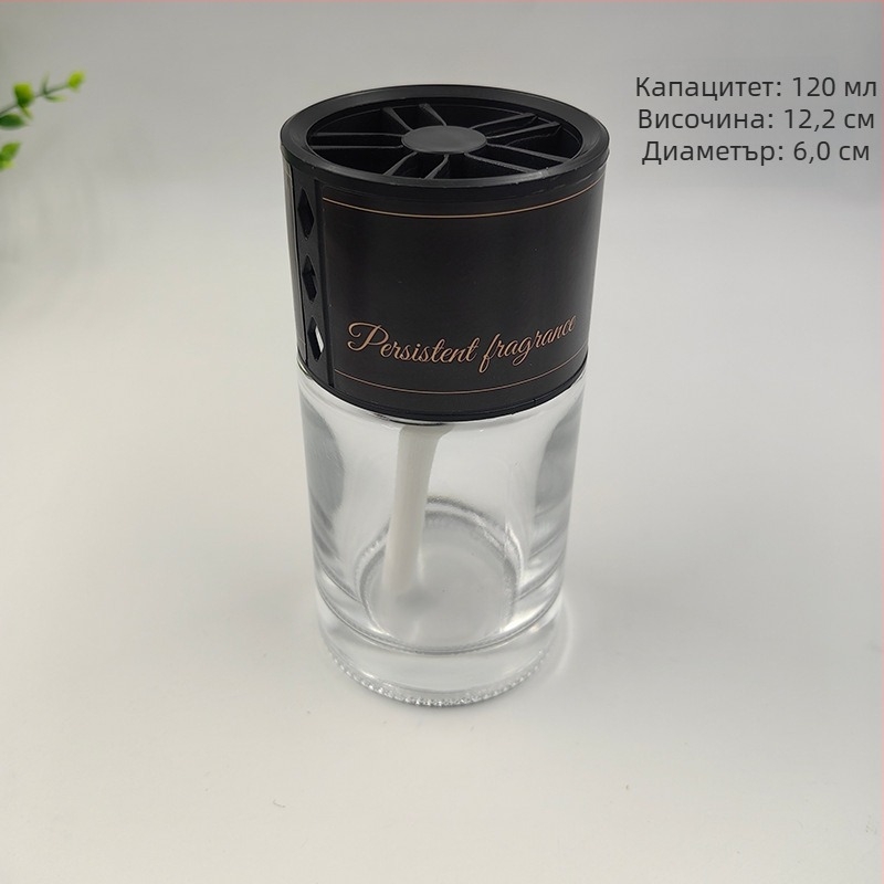 Бутилка за автомобилен ароматизатор — цилиндрична бутилка за ароматизиране, кристално стъкло, произведено в Xuzhou, Китай, марка Chuangming Glass, опции по избор