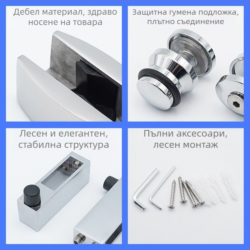 Комплект обков за баня за врати — 304 неръждаема стомана, квадратен тръбен профил, за стъклени плъзгащи врати, разделяне на сухо и мокро, модел XXJ-002, марка Xinxiongjia, модерен минимализъм