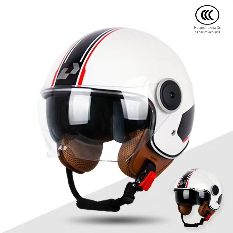 Каска за мотоциклети и електрически превозни средства, дишаща, с двойен визьор, ABS материал, 3C сертифицирана, UV защита