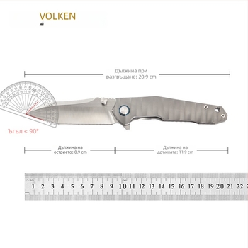 Woden многофункционален сгъваем нож, острието от титанов сплав, дължина на острието 8,9 cm, механизъм за бързо отваряне, къмпинг джобен нож