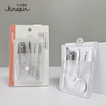 KINEPIN 5-частен портативен комплект за грижа за вежди от неръждаема стомана: пинсета за вежди, нокторезачка, маникюрни ножици, ушна шпилка и файл за нокти