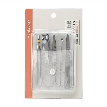 KINEPIN 5-частен портативен комплект за грижа за вежди от неръждаема стомана: пинсета за вежди, нокторезачка, маникюрни ножици, ушна шпилка и файл за нокти