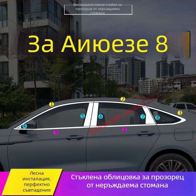 Декоративен кант за прозорци и врати за Chery Arrizo 8 и Fengyun A8 – неръждаема стомана