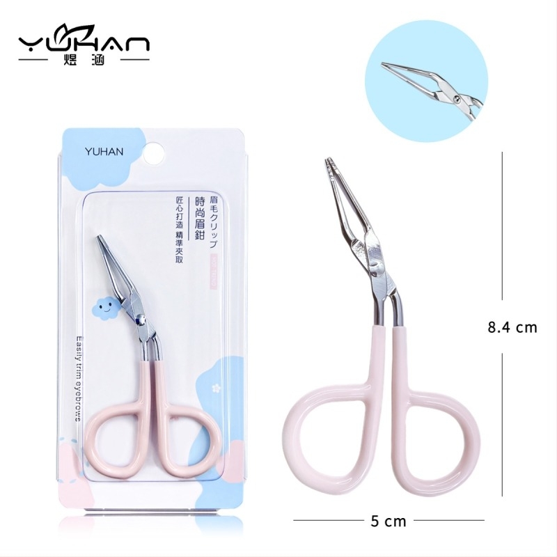 Клип за вежди от неръждаема стомана с пластмасова дръжка; плоска челюст; марка Han Han