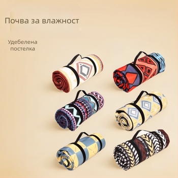 Етно-стил подложка против влага за открито – пикник и къмпинг, полиестерна тъкан, водоустойчив слой алуминиево фолио