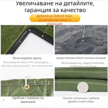 Магнитна завеса за врата от Oxford плат – за студено съхранение; запазва топлината, защита от слънце и прах; монтаж с куки върху релса, страничен монтаж