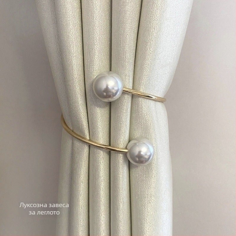 Завесни връзки за дневна със метално копче с перлен ефект — синтетично влакно, стил карикатура, не се персонализират