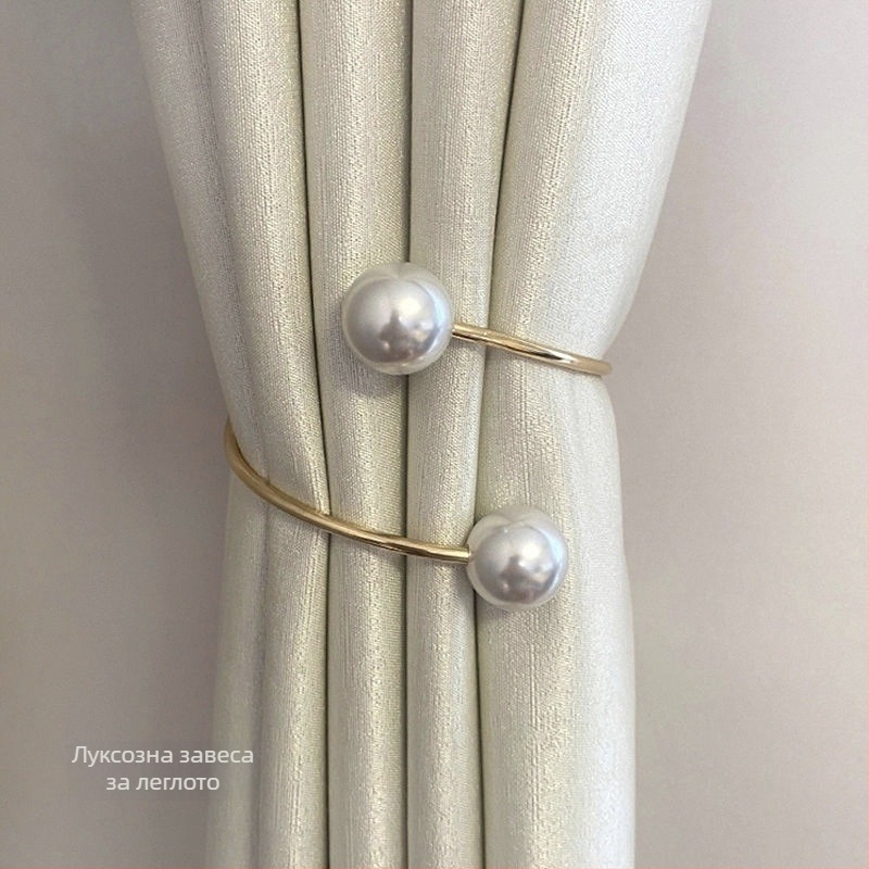 Завесни връзки за дневна със метално копче с перлен ефект — синтетично влакно, стил карикатура, не се персонализират