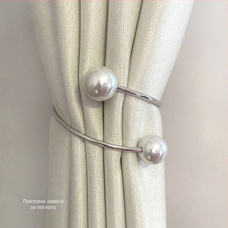 Завесни връзки за дневна със метално копче с перлен ефект — синтетично влакно, стил карикатура, не се персонализират