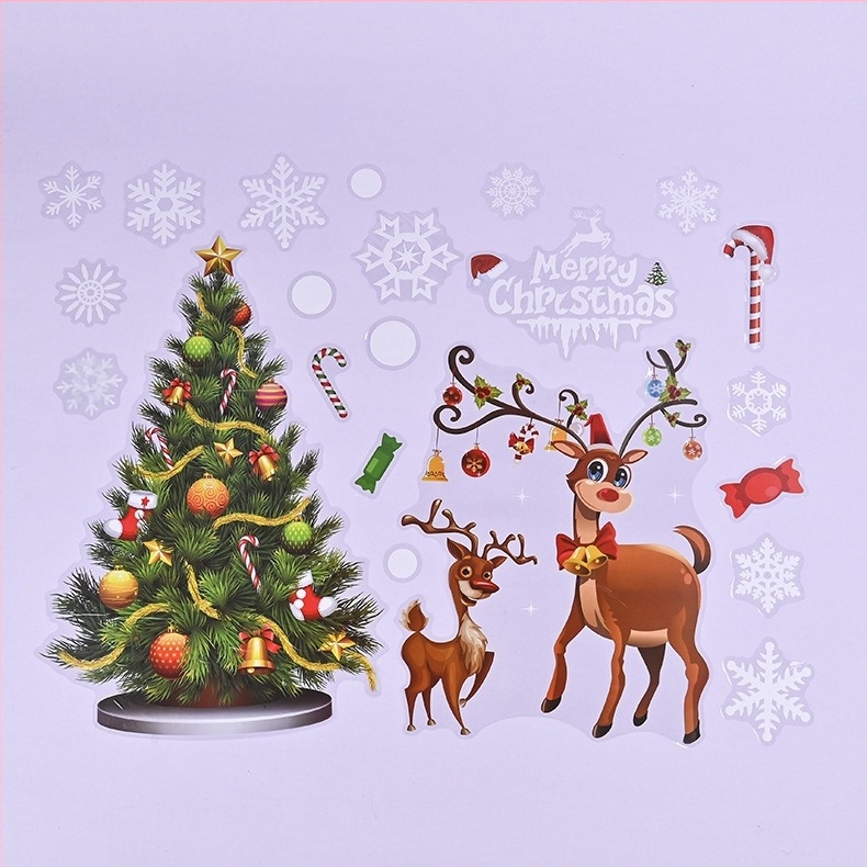 Коледни прозоречни стъклени стикери – PVC, премахваеми електростатични декали, марка Jiacheng jc