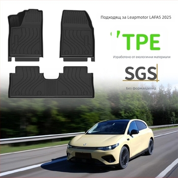 Cenfun TPE автомобилни стелки за под и възглавничка за облегалка – водоустойчиви и износоустойчиви, карбонови влакна в галактичен стил, екологичен материал, персонализируеми за Leapmotor Lafa5 петместни автомобили