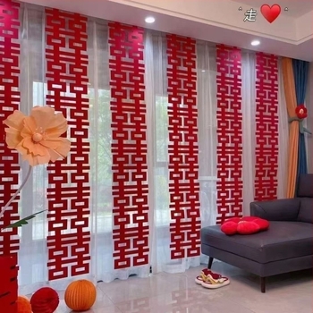 Завеса за сватбена стая с надпис Двойно щастие за фон на снимки, платнена завеса, марка Red Realm, сватбена декорация, опакована в Opp bag