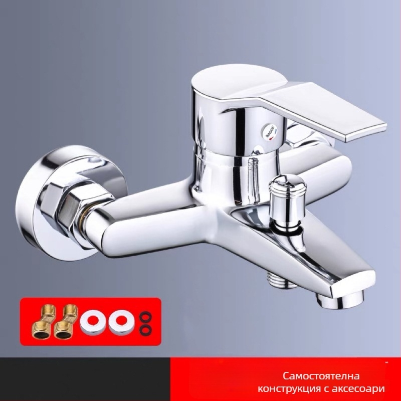 Смесител за вана с тройна конструкция, меден корпус, керамична сърцевина, монтаж вграждане, модел PLS-T-6