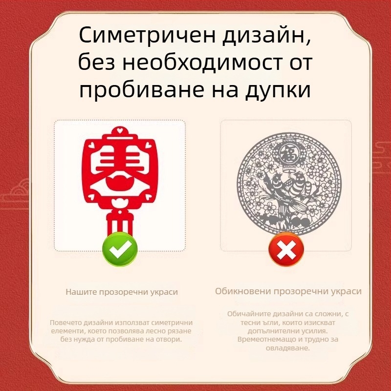 DIY комплект за хартиено изрязване за Нова година: Дванадесет знака зодиака, детски традиционни шарки в стил линейни рисунки; Марка Yilu; Материал: хартия; Опаковка: Opp bag; Категория: Решетки за прозорци