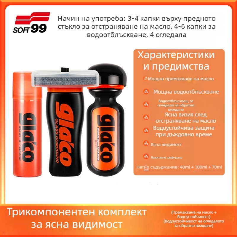 Премахвач на маслен филм за автомобилни стъкла и огледало за обратно виждане – Марка: Other; Тип: премахване на маслен филм за стъкло; Основни съставки: Default item; Срок на годност: Other; Стандарти за изпълнение: Other