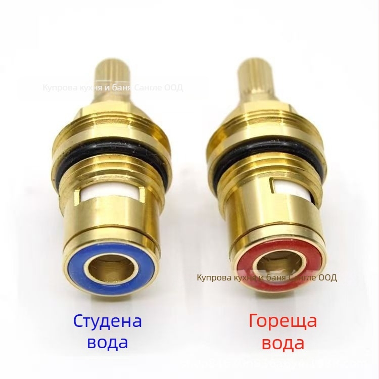 Медно клапанно ядро за кран – двойна резба, керамично ядро, за директно подаване на питейна вода, 90° въртене, максимум 90°C