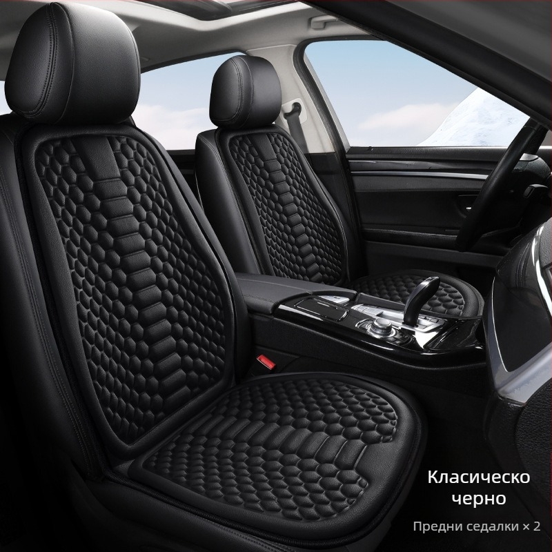 Калъф за седалка на автомобил, универсален за всички сезони, дишащ и неплъзгащ се, комплект от три части, памучна тъкан