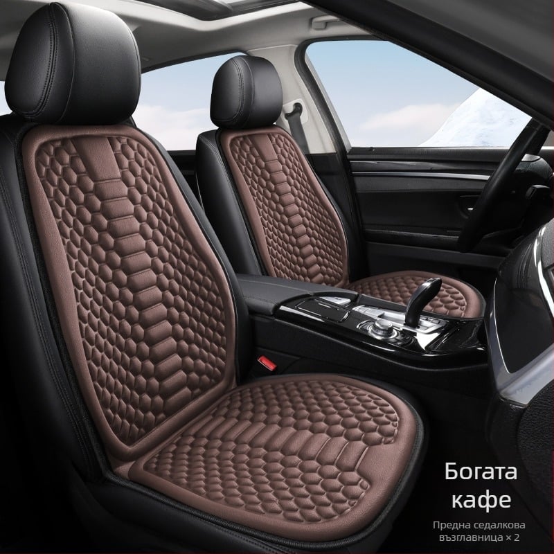 Калъф за седалка на автомобил, универсален за всички сезони, дишащ и неплъзгащ се, комплект от три части, памучна тъкан