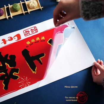 Статичен прозоречен стикер – Годината на Коня, за кухненска стъклена врата и за ресторанти, атмосфера за пролетен фестивал; Материал: статично фолио