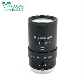 Зум обектив Yi'an, 5-50 мм, CS монтаж, 3MP, F/1.6, близък фокус 0,2 м
