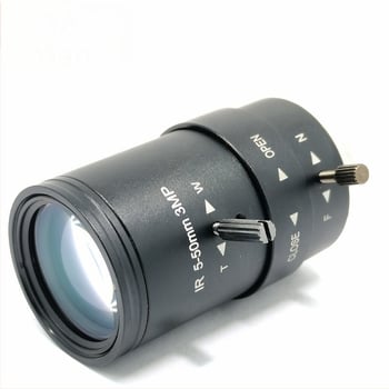 Зум обектив Yi'an, 5-50 мм, CS монтаж, 3MP, F/1.6, близък фокус 0,2 м