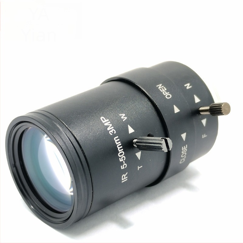 Зум обектив Yi'an, 5-50 мм, CS монтаж, 3MP, F/1.6, близък фокус 0,2 м