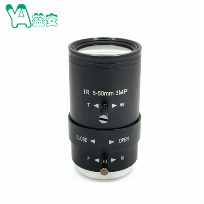Зум обектив Yi'an, 5-50 мм, CS монтаж, 3MP, F/1.6, близък фокус 0,2 м